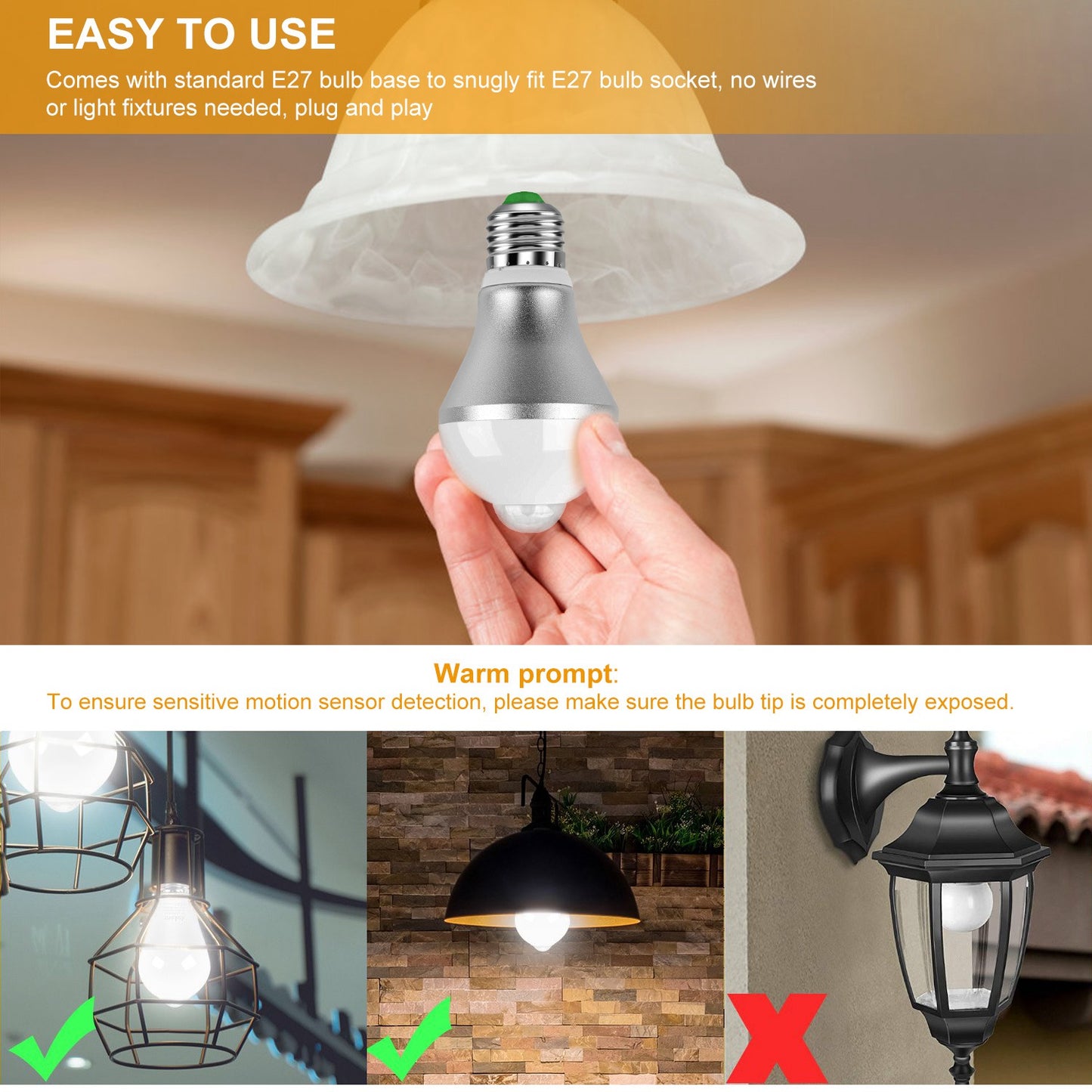 E27 9W Motion Sensor LED Bulb – Dusk-to-Dawn Auto