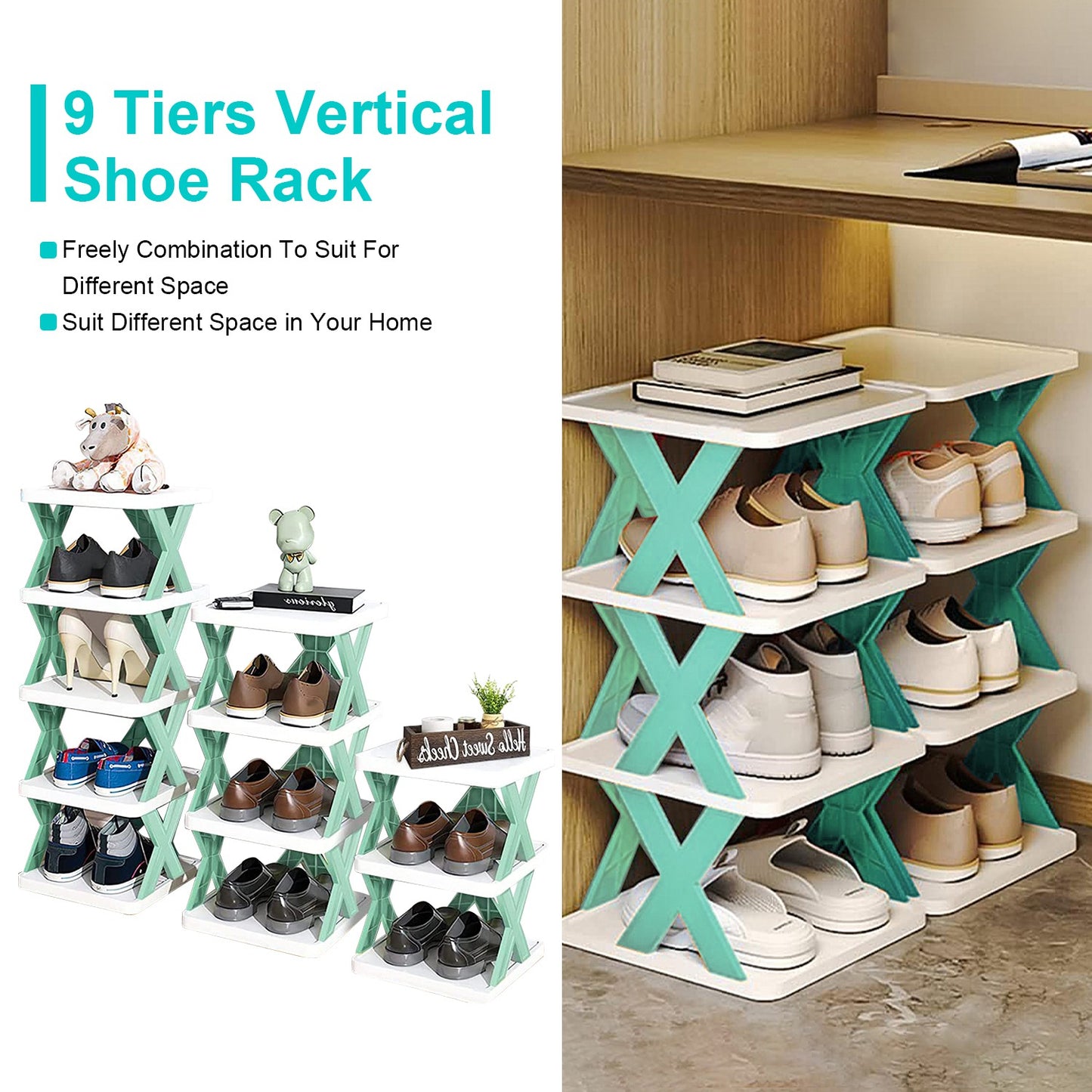 9-Tier Slim Entryway Shoe Rack – Space-Saving Organizer