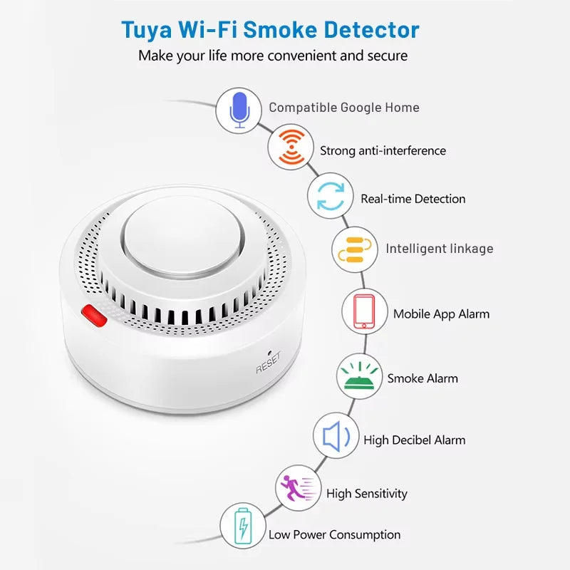 Smart WiFi Smoke Detector – 85dB Alert & App Control