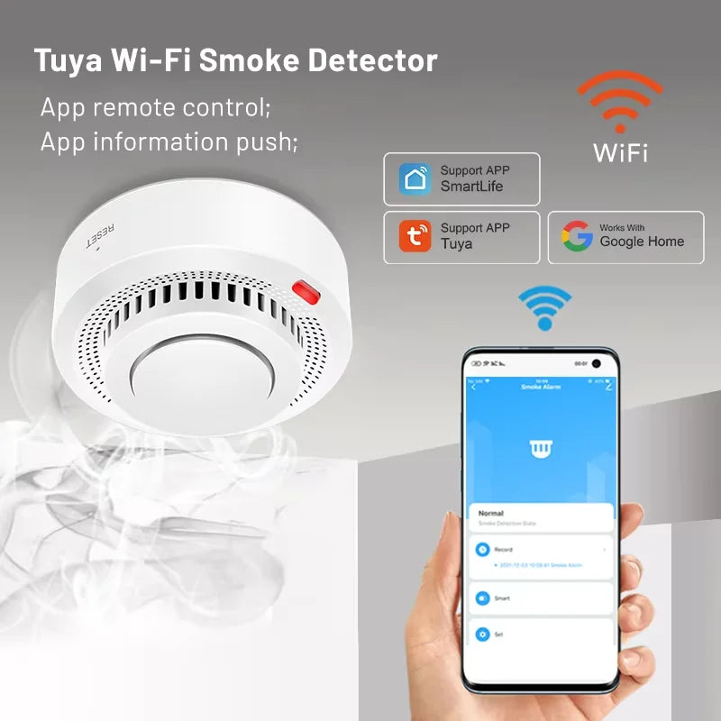 Smart WiFi Smoke Detector – 85dB Alert & App Control