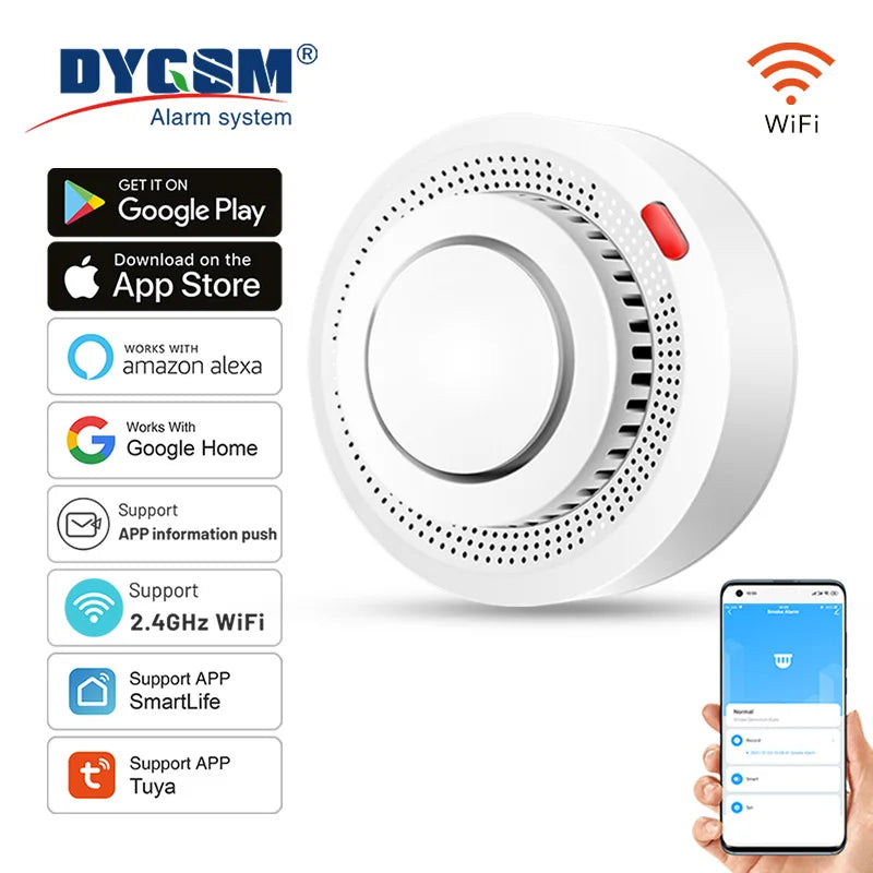 Smart WiFi Smoke Detector – 85dB Alert & App Control