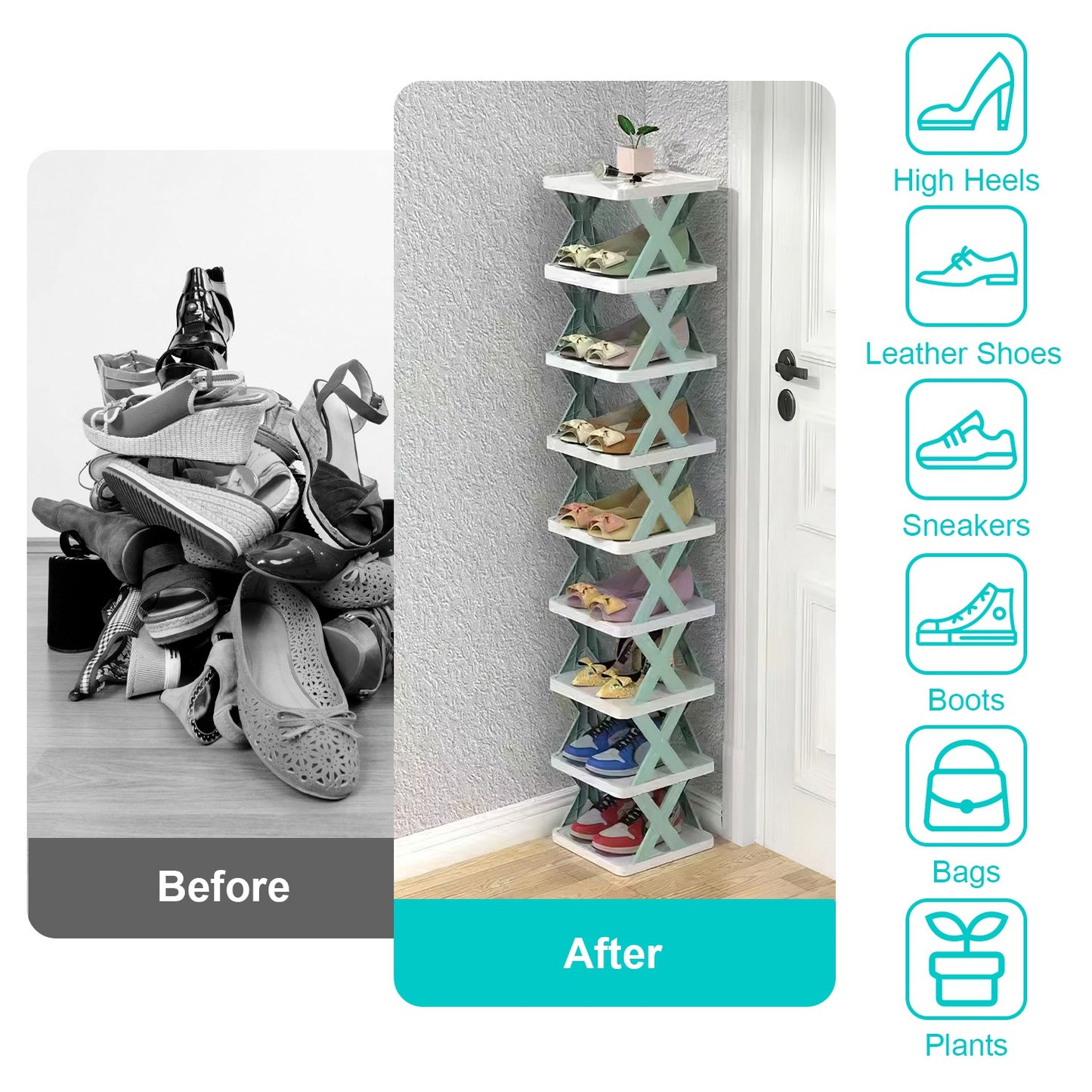 9-Tier Slim Entryway Shoe Rack – Space-Saving Organizer