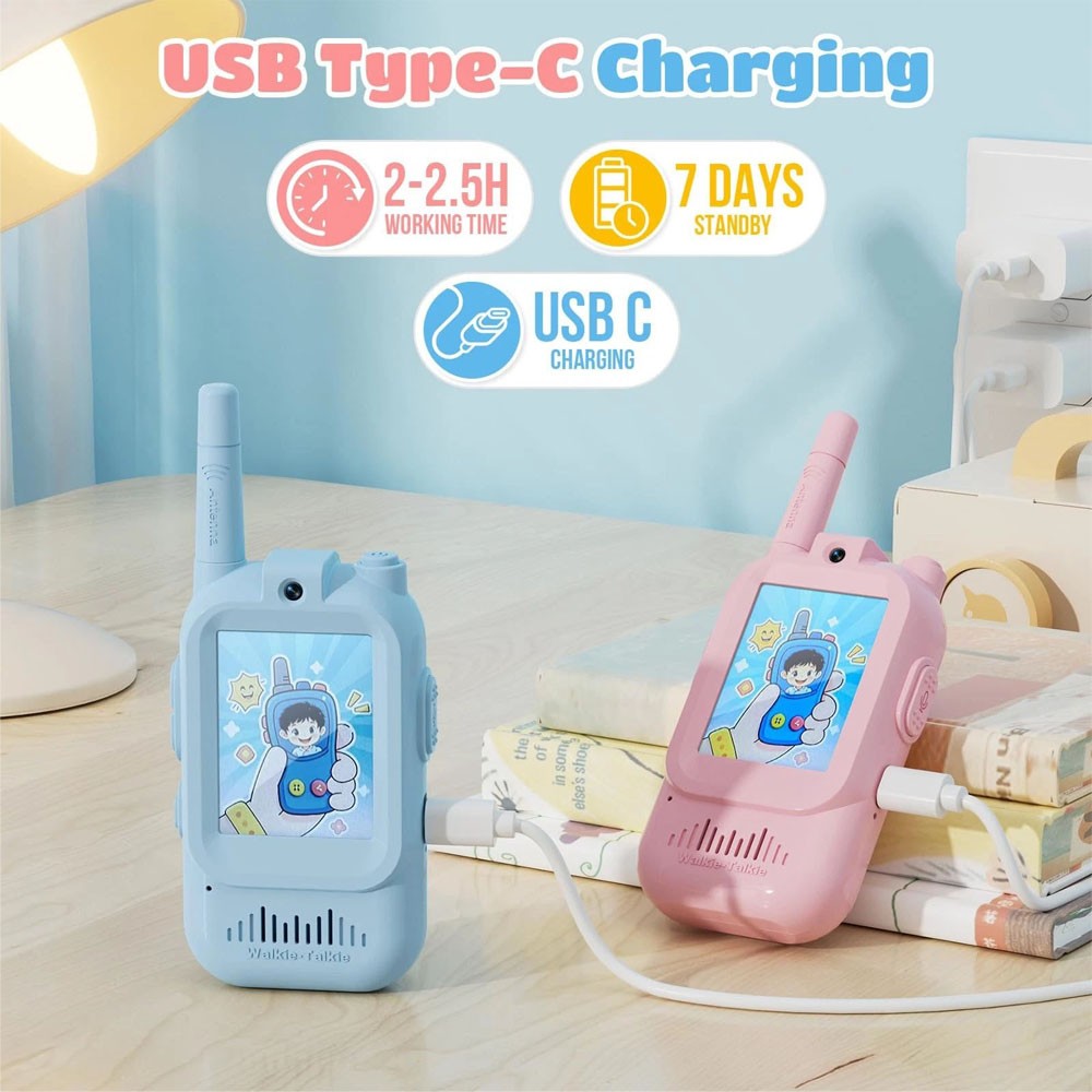 Kids Video Walkie-Talkies – Rechargeable 2-Pack