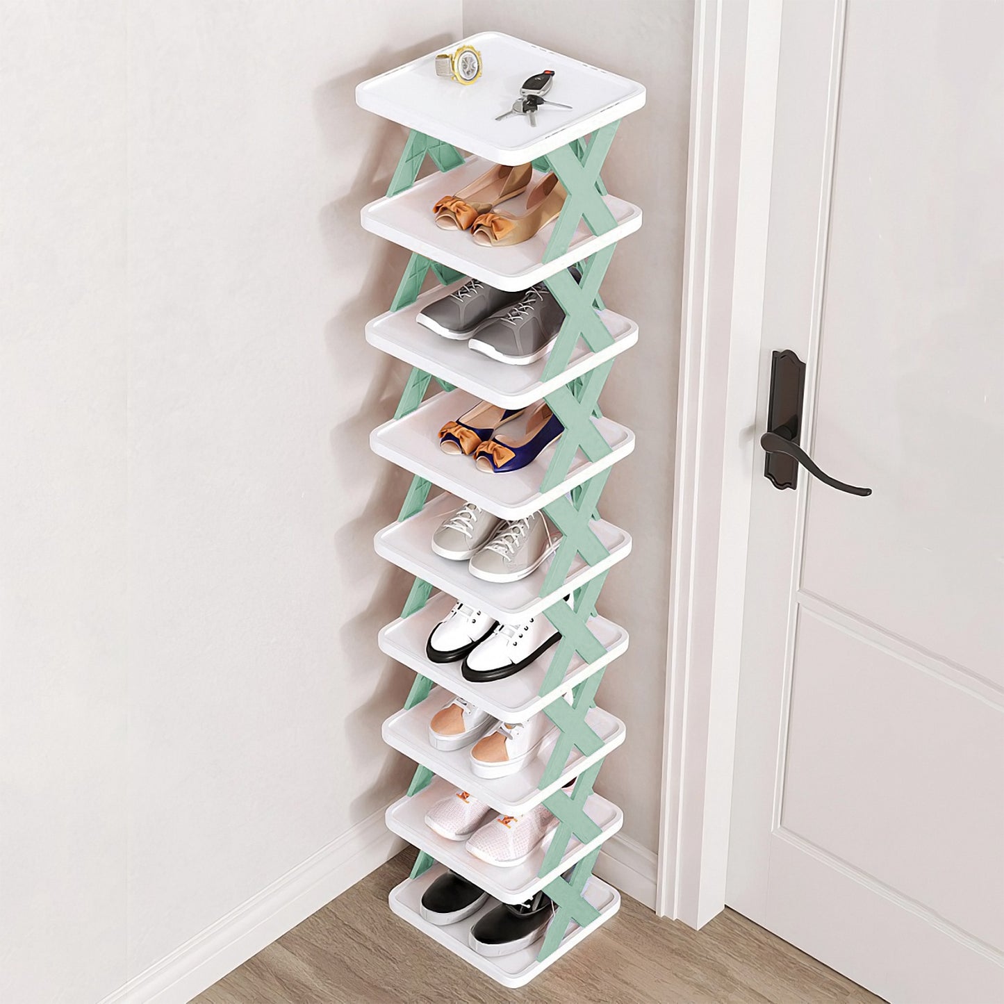 9-Tier Slim Entryway Shoe Rack – Space-Saving Organizer