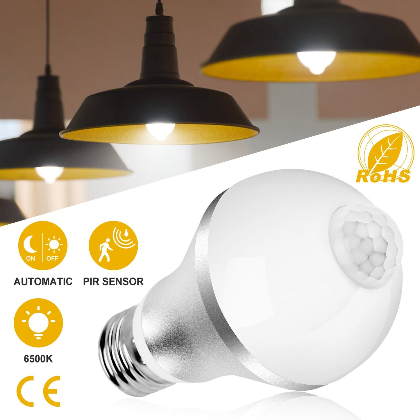 E27 9W Motion Sensor LED Bulb – Dusk-to-Dawn Auto
